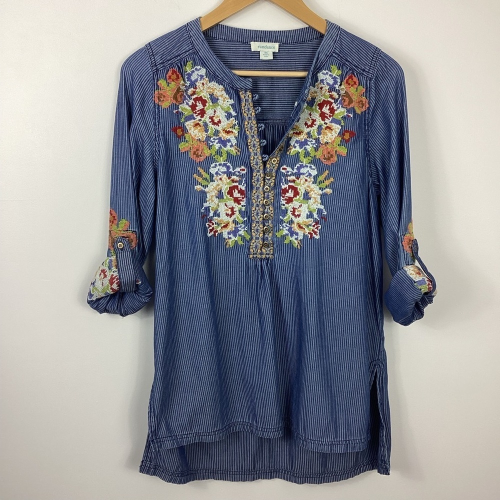 SUNDANCE Kenza Floral Embroidered Top Size XS - Picture 3 of 12